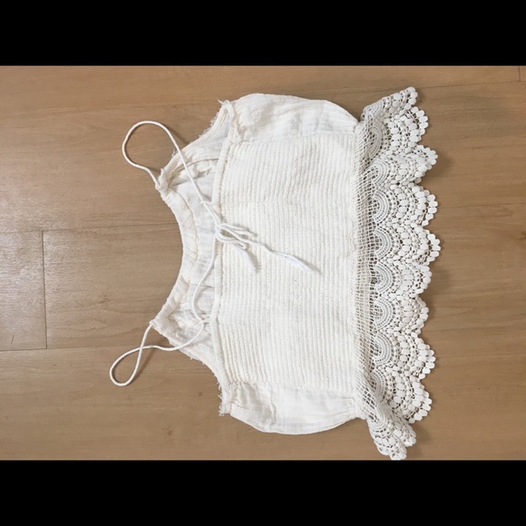 Free People Cream Cotton Top Sz Med - Picture 2 of 4